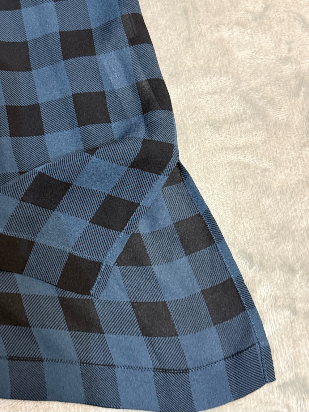 Eileen Fisher Women’s 1X Buffalo Check Black and Blue Tunic 100% Silk - Picture 8 of 10
